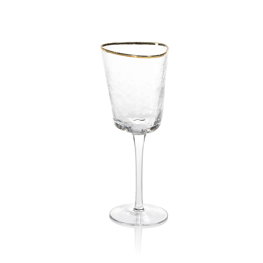 Vespera Triangular Wine Glasses with Gold Rim, Set of 4