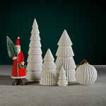 Matt White Holiday Tree Sculptures, Set of 2