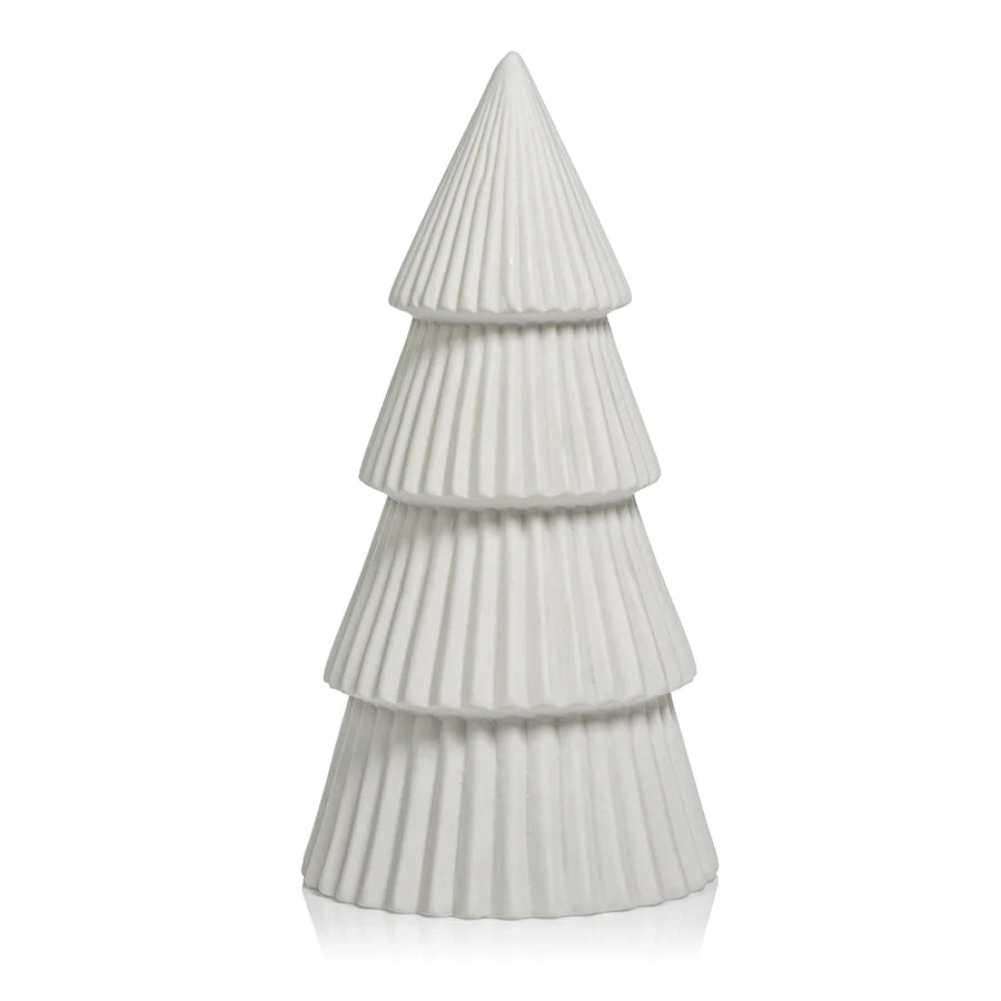 Matt White Holiday Tree Sculptures, Set of 2