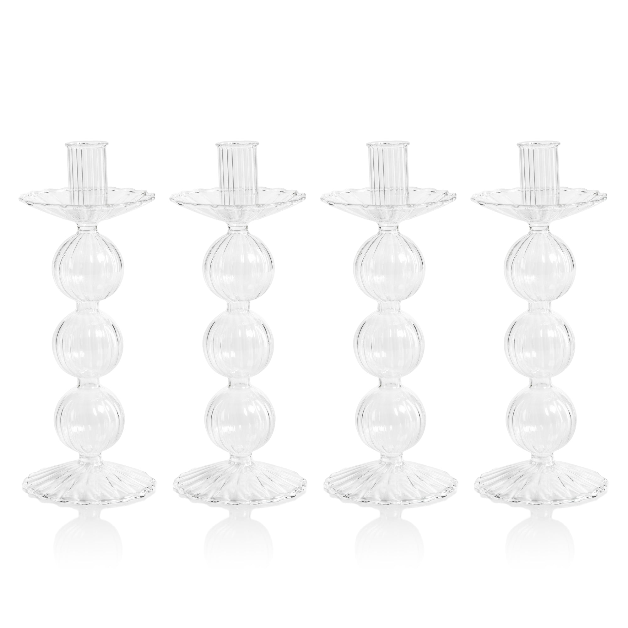 Isla 8.75" Glass Taper Candle Holders, Set of 4