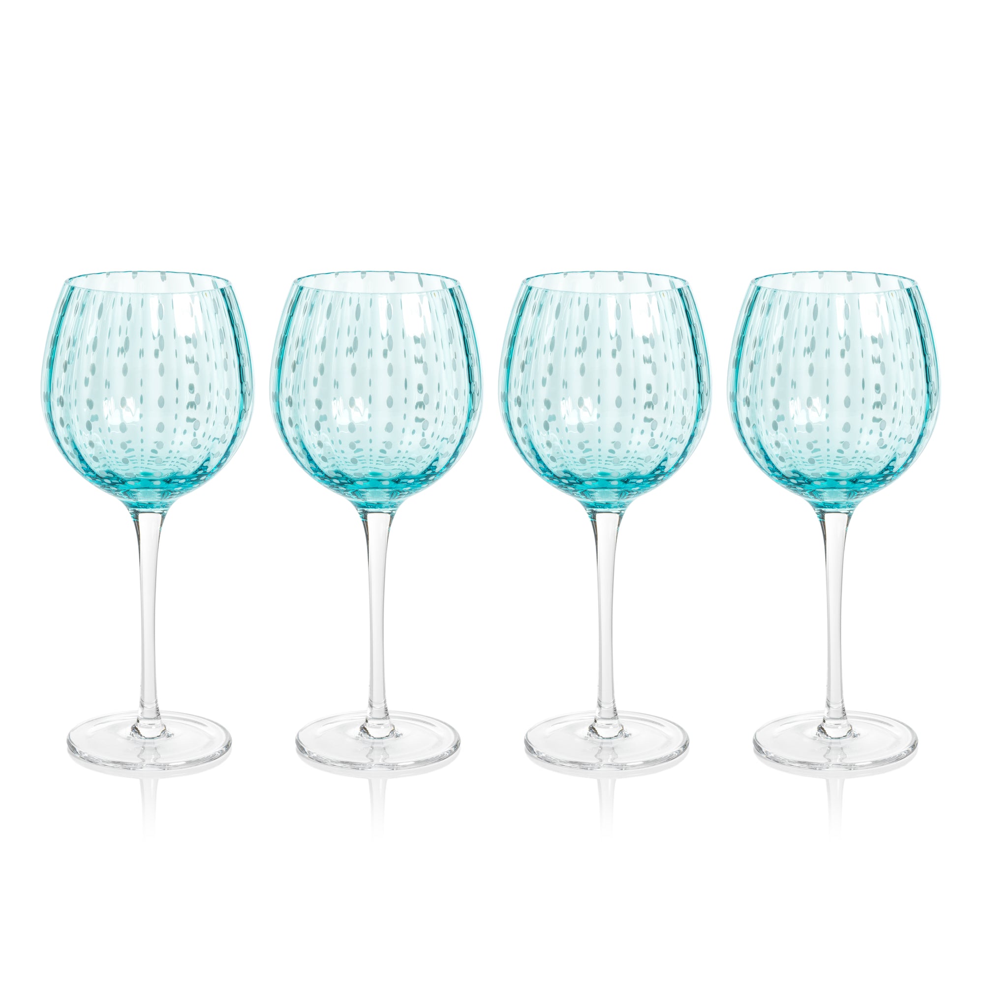 Marina White Dot Wine Glasses, Set of 4