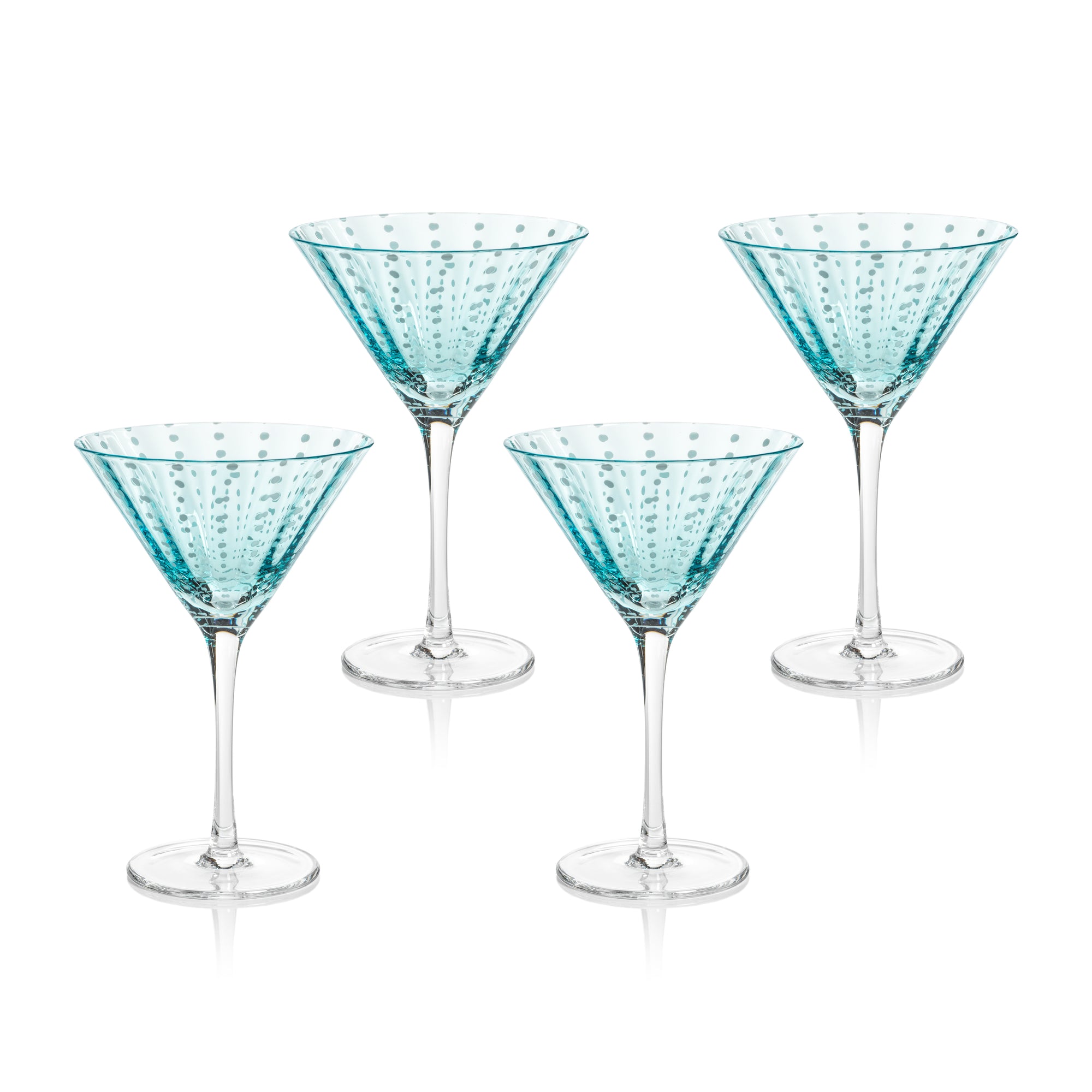 Marina White Dot Martini Glasses, Set of 4