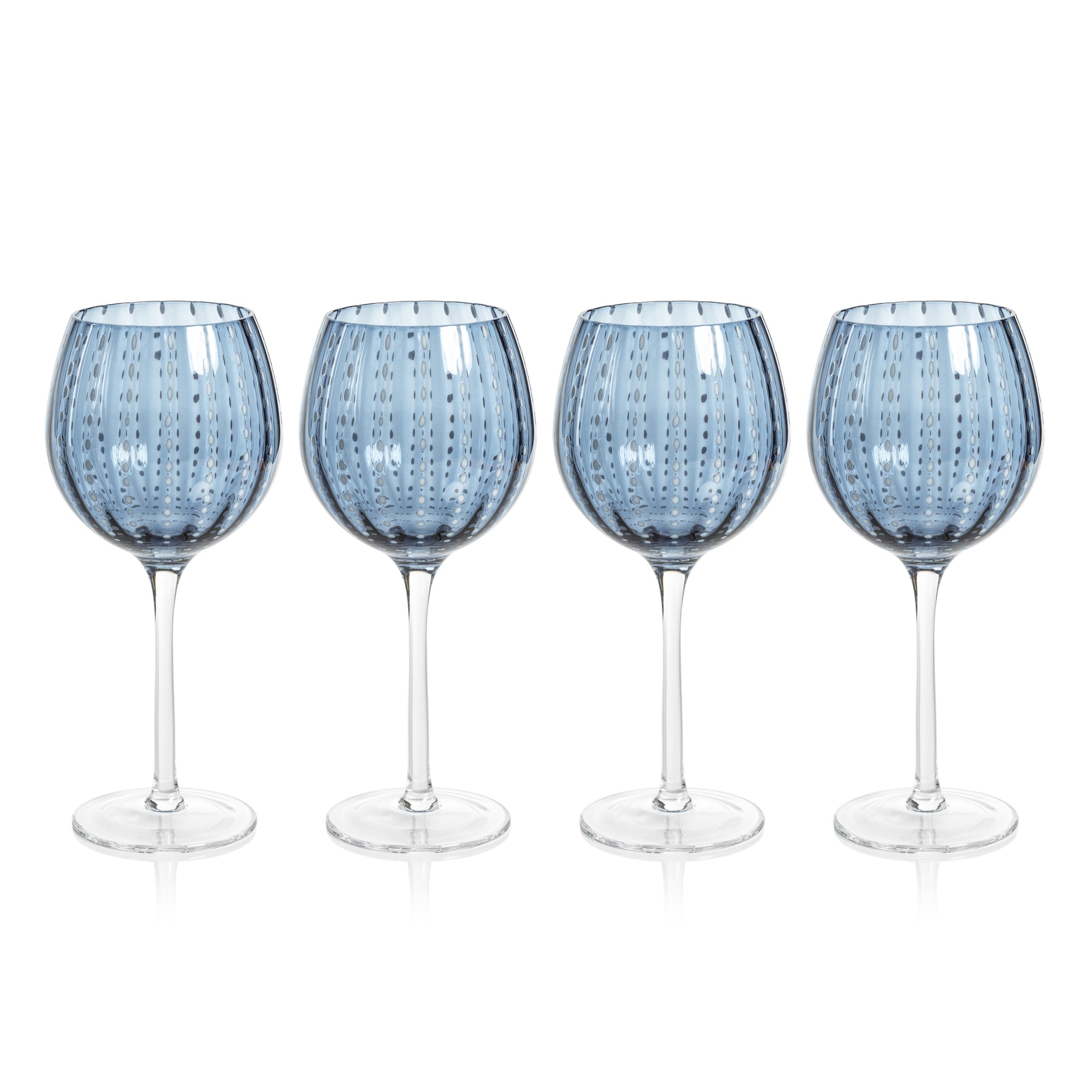 Marina White Dot Wine Glasses, Set of 4