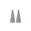 Marron Vintage Light Green LED Glass Tabletop Trees, Set of 2