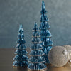 Lucian Blue LED Glass Holiday Tabletop Trees, Set of 2