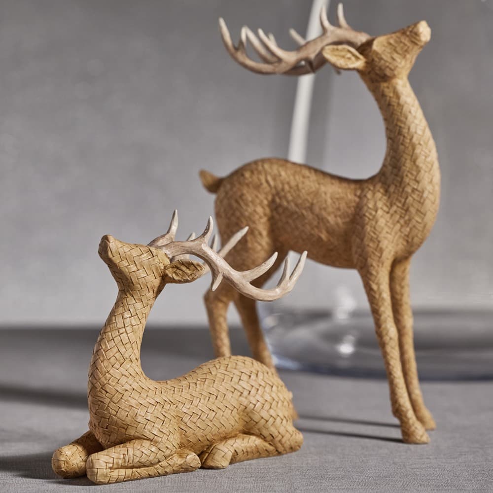 Lucette Deer Figurine with Rattan Texture