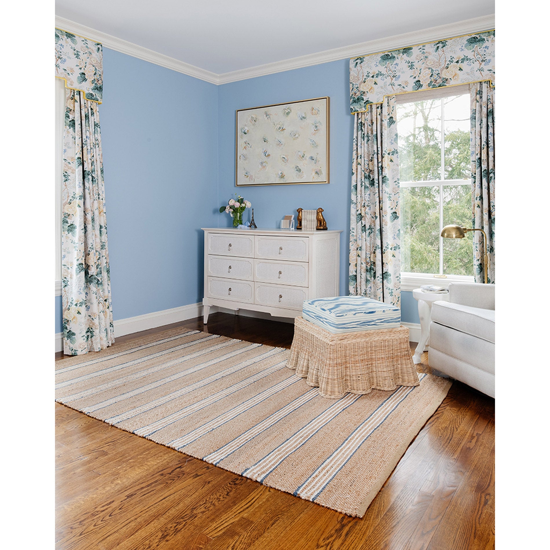 Erin Gates by Momeni Chestnut Stripe Blue Hand Woven Wool Area Rug