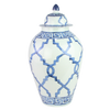 BLUE & WHITE CERAMIC JAR 11''W X 22''H (BLUE WHITE)