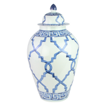 BLUE & WHITE CERAMIC JAR 11''W X 22''H (BLUE WHITE)