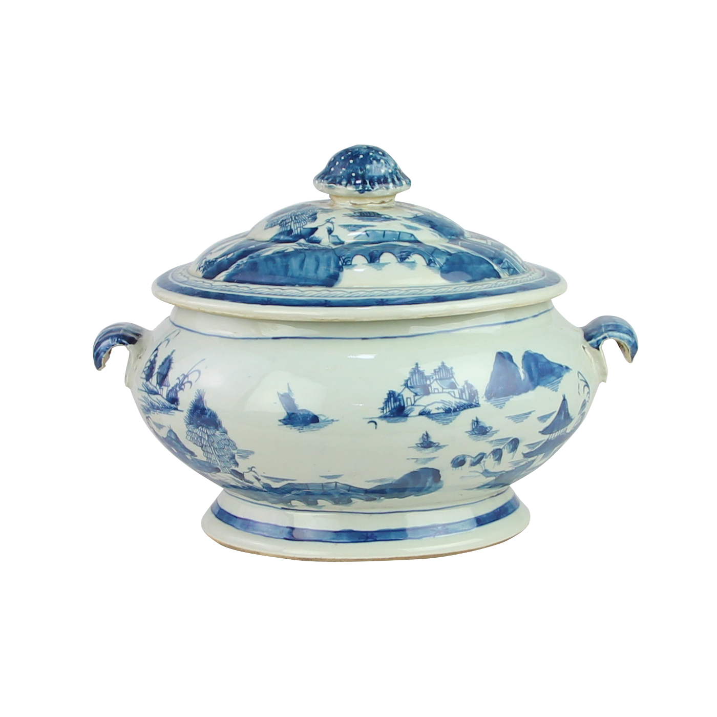 BLUE & WHITE CONTAINER 15''W X 11''H (BLUE WHITE)