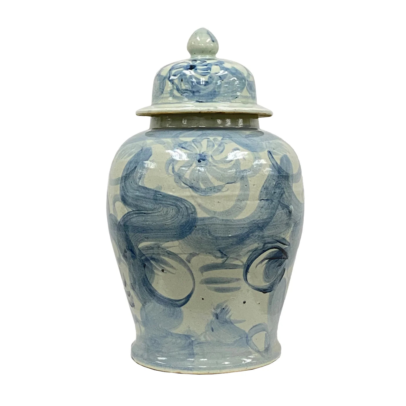 CERAMIC JAR 11 X 11 X 18.5''H (BLUE WHITE)