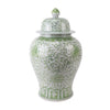 FLOWER PATTERN PORCELAIN GINGER JAR (GREEN WHITE)
