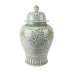 FLOWER PATTERN PORCELAIN GINGER JAR (GREEN WHITE)