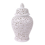 WHITE HOLLOW OUT PORCELAIN JAR 16'' (WHITE)