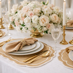 Charleston Tan & White Placemat & Napkin