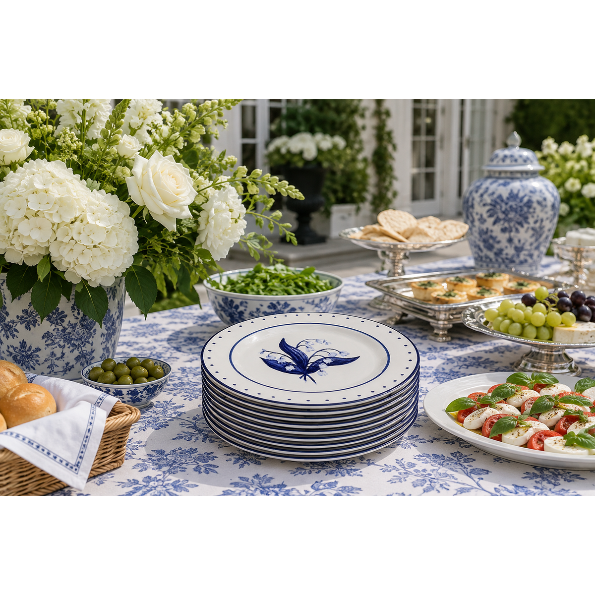 Lily of the Valley Blue and White Dinner Plate