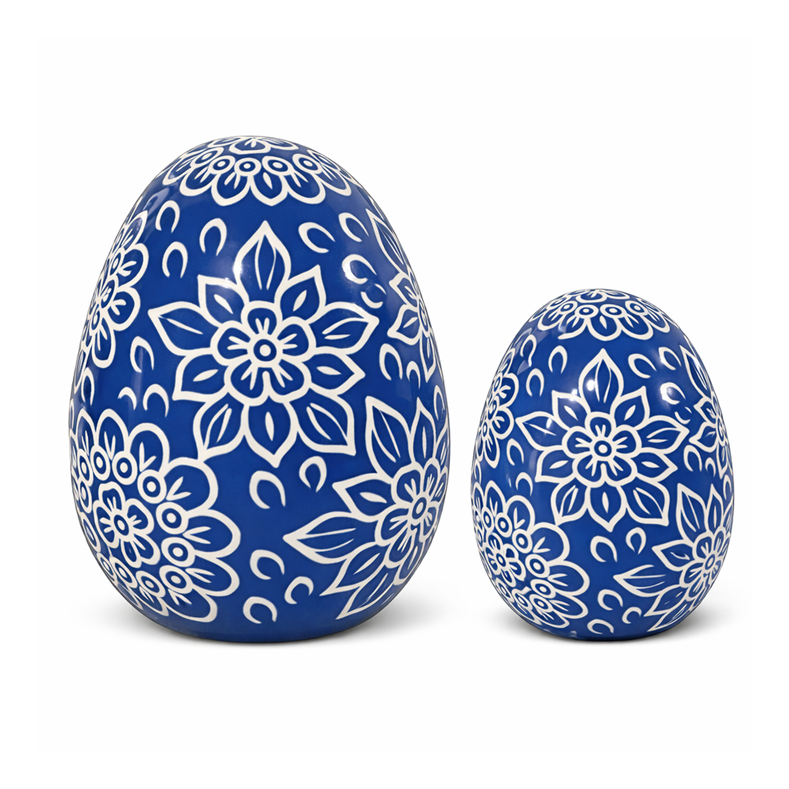 Navy & White Floral Egg