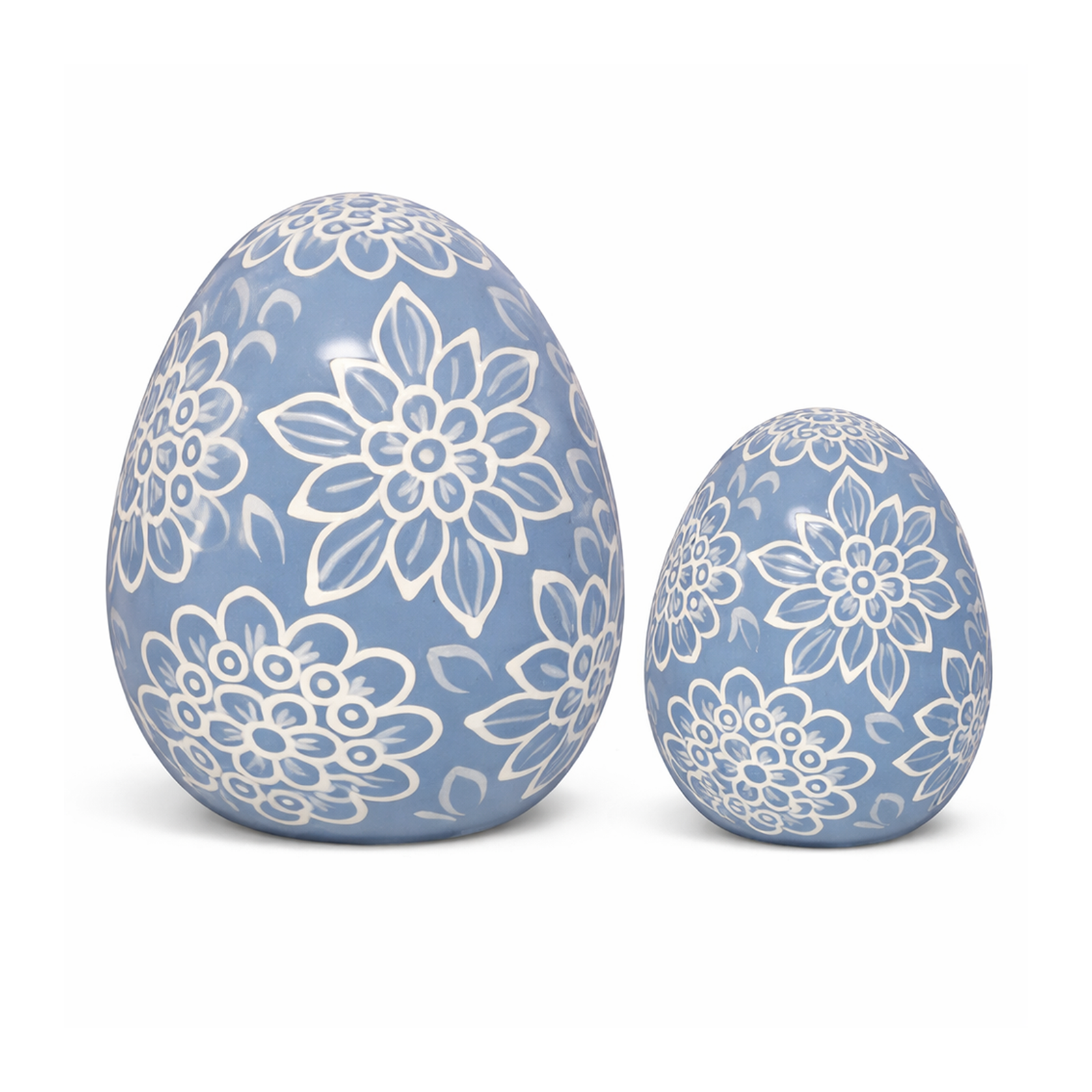 Soft Blue & White Floral Egg