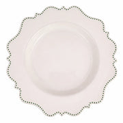 Ivory with Green Beaded Scalloped Charger