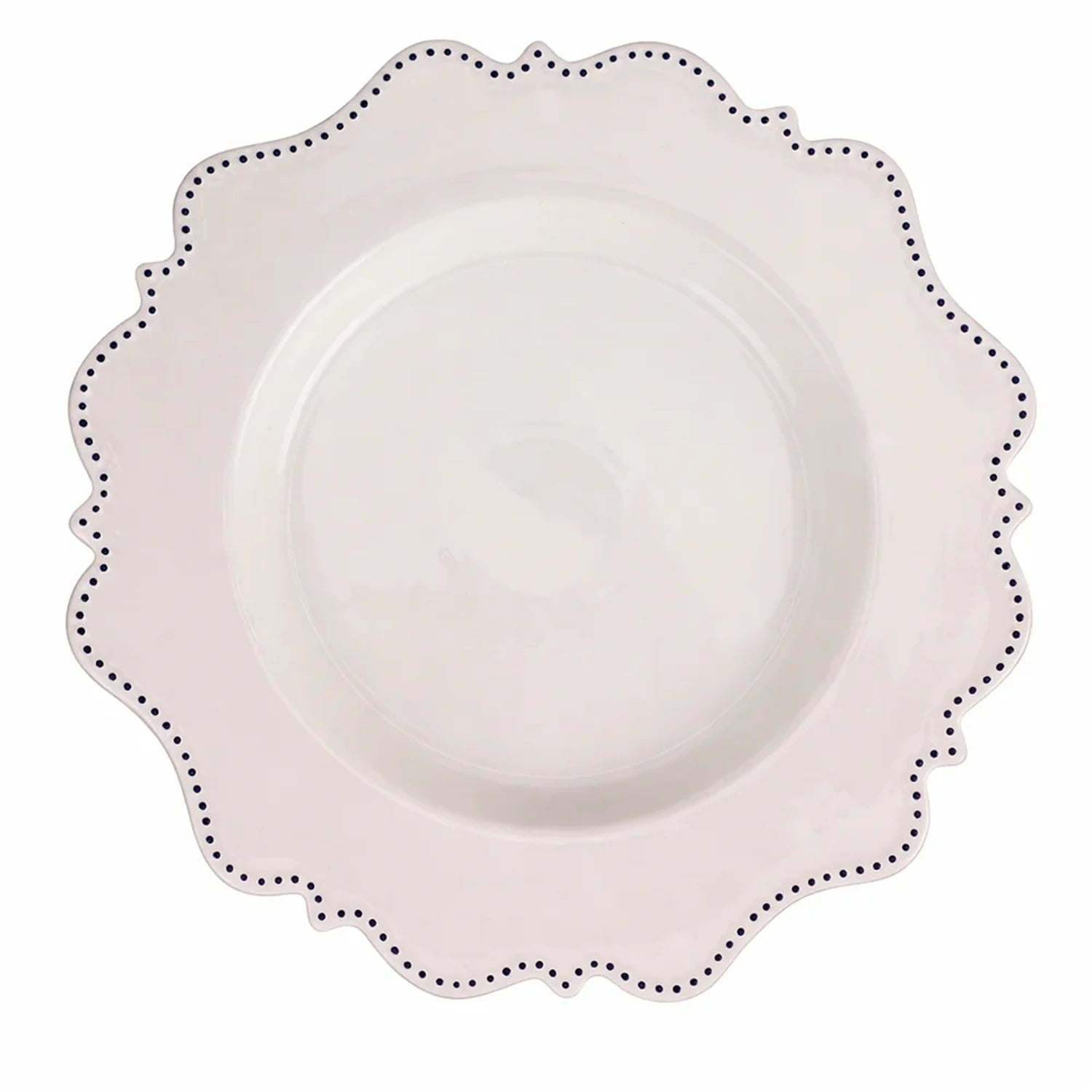 Ivory with Navy Beaded Scalloped Charger