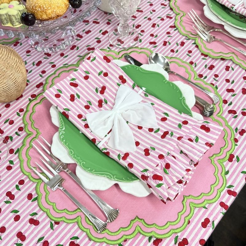 Cherries with Ruffle - Napkin - Set of 4