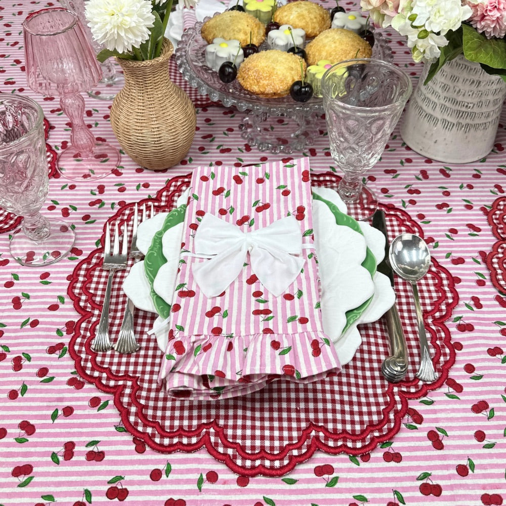 Cherries with Ruffle - Napkin - Set of 4