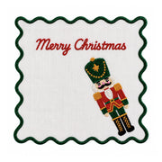 Nutcracker Embroidered Linen Cocktail Napkin (Set of 4)