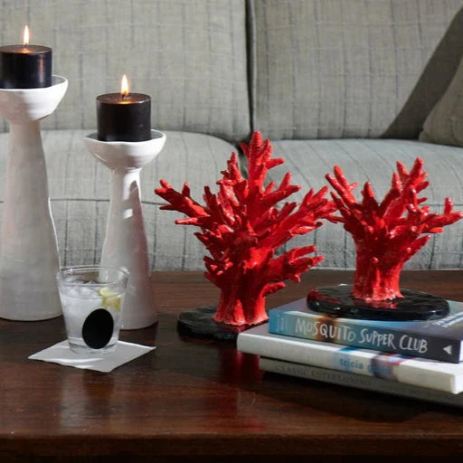 Coral, Red w/ Black Oval Vase, Large