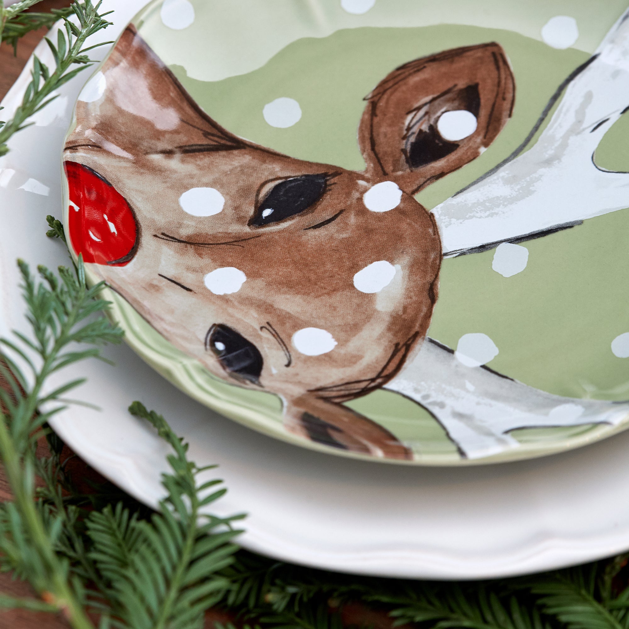 Set 4 Salad Plates Deer Friends by Casafina