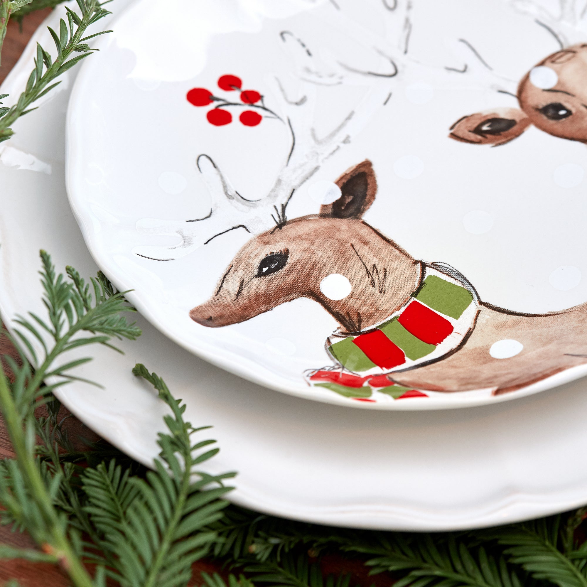 Set 4 Salad Plates Deer Friends by Casafina