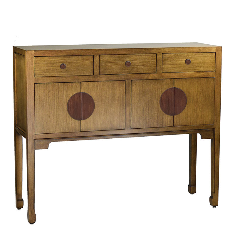 Tall Sideboard - Light Almond with Walnut Hardware