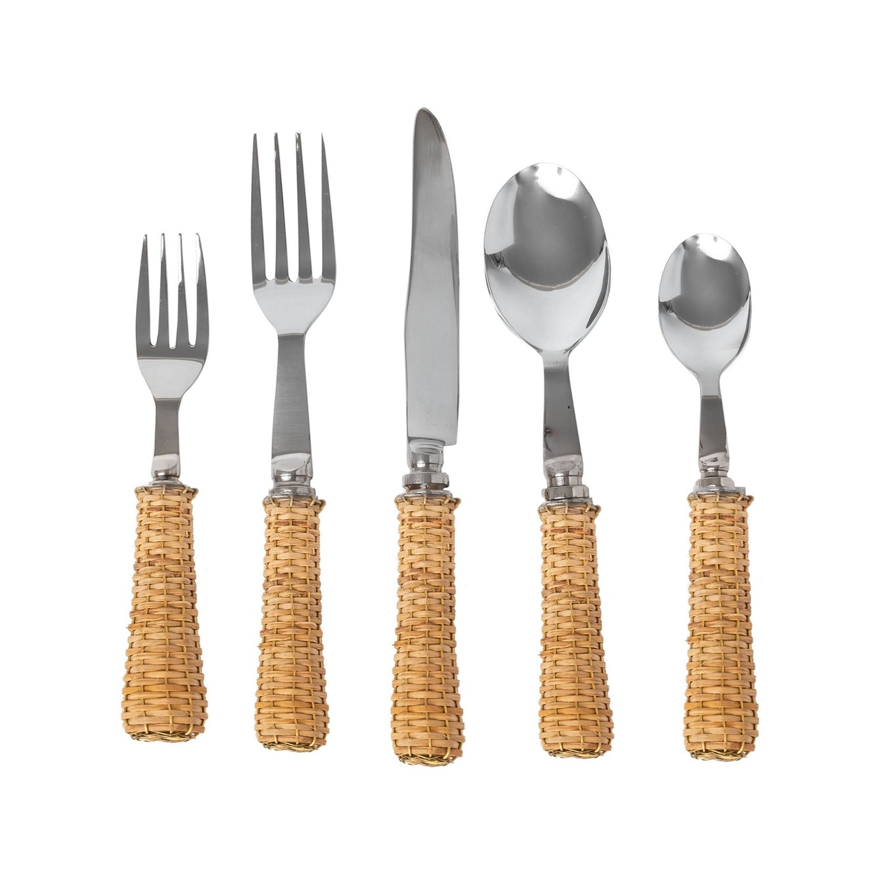 Basketweave Five Piece Flatware Set
