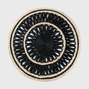 Loopy straw placemats, black, set of four