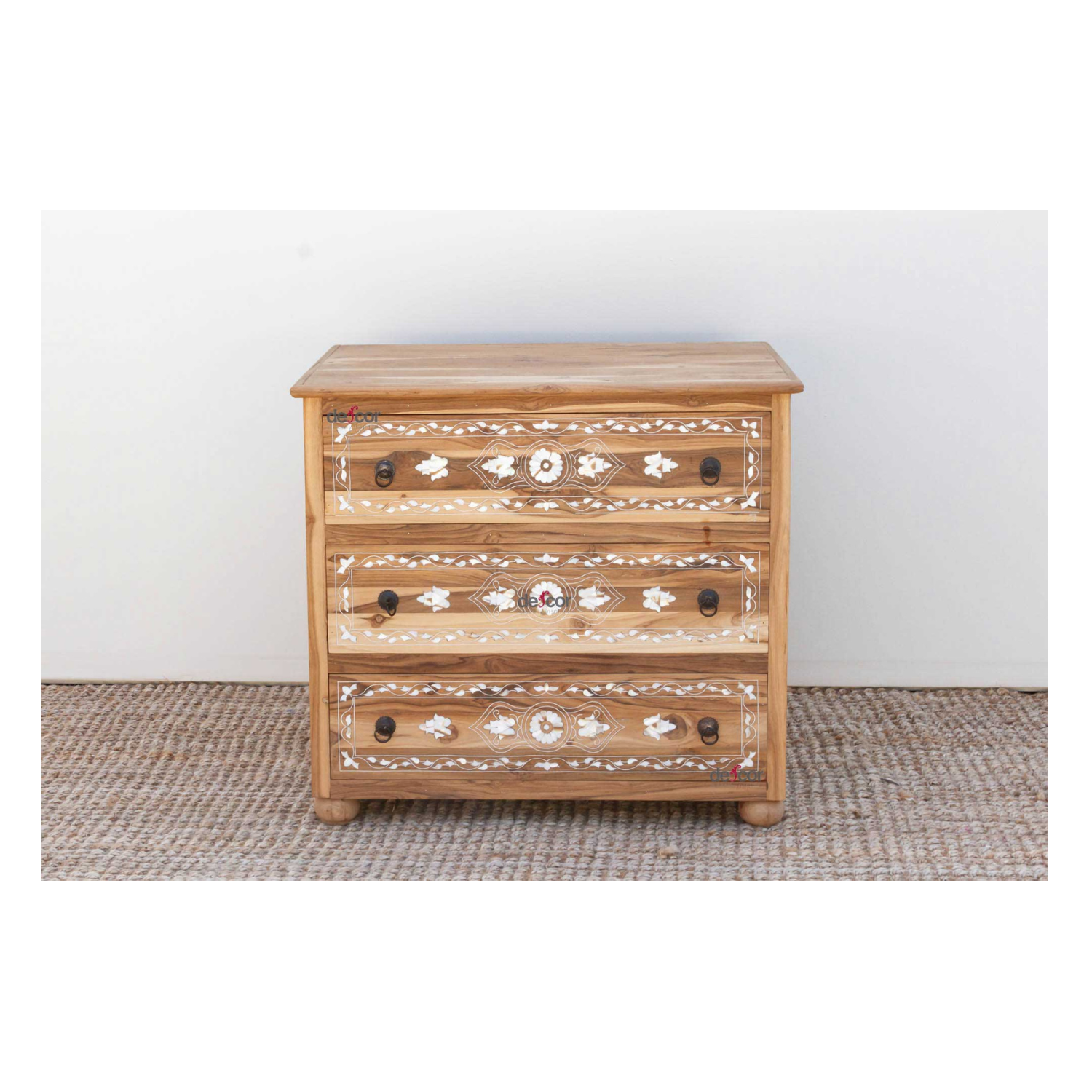 Pair of Reclaimed Teak Mother of Pearl Inlay Dressers