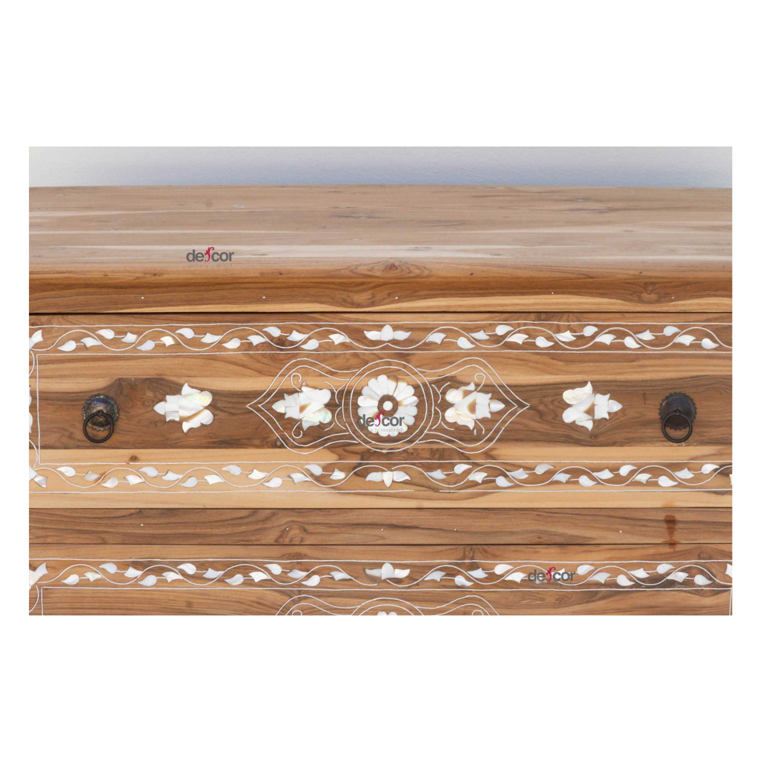 Pair of Reclaimed Teak Mother of Pearl Inlay Dressers