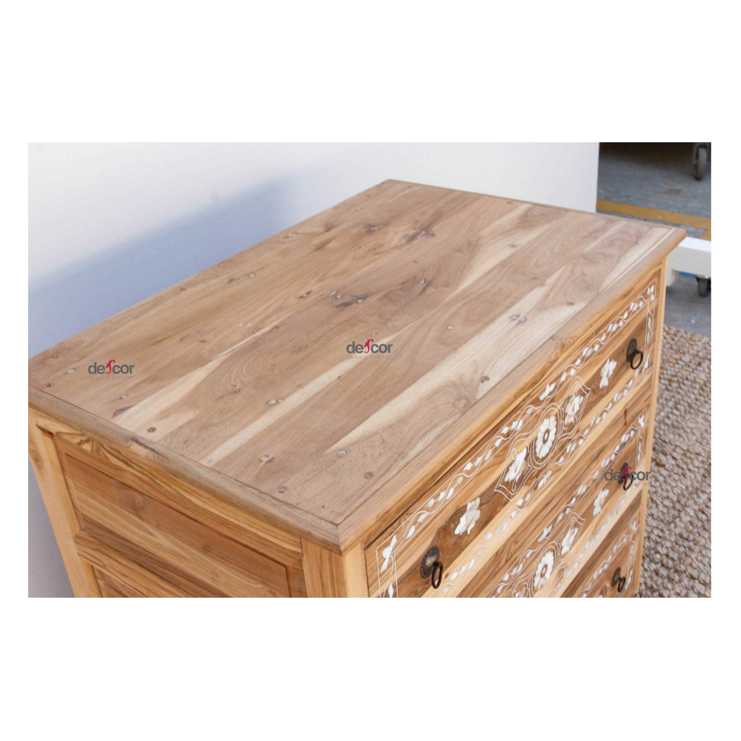 Pair of Reclaimed Teak Mother of Pearl Inlay Dressers