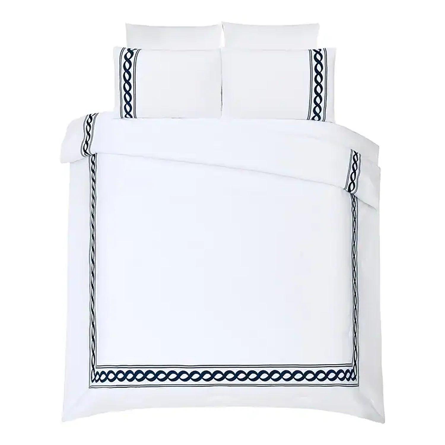 Cable Navy Border Comforter Set