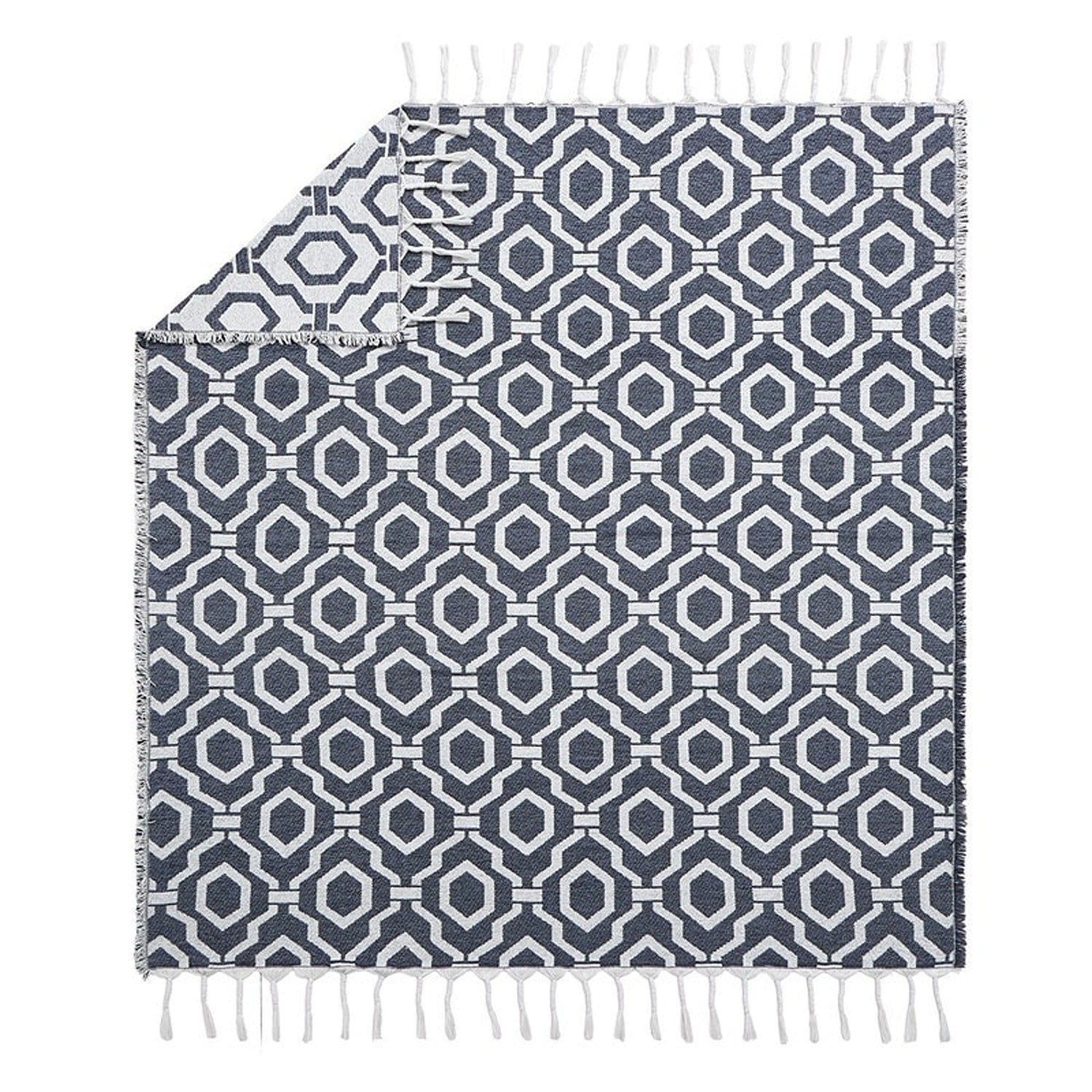 Geometric Jacquard Woven Fringe Throw