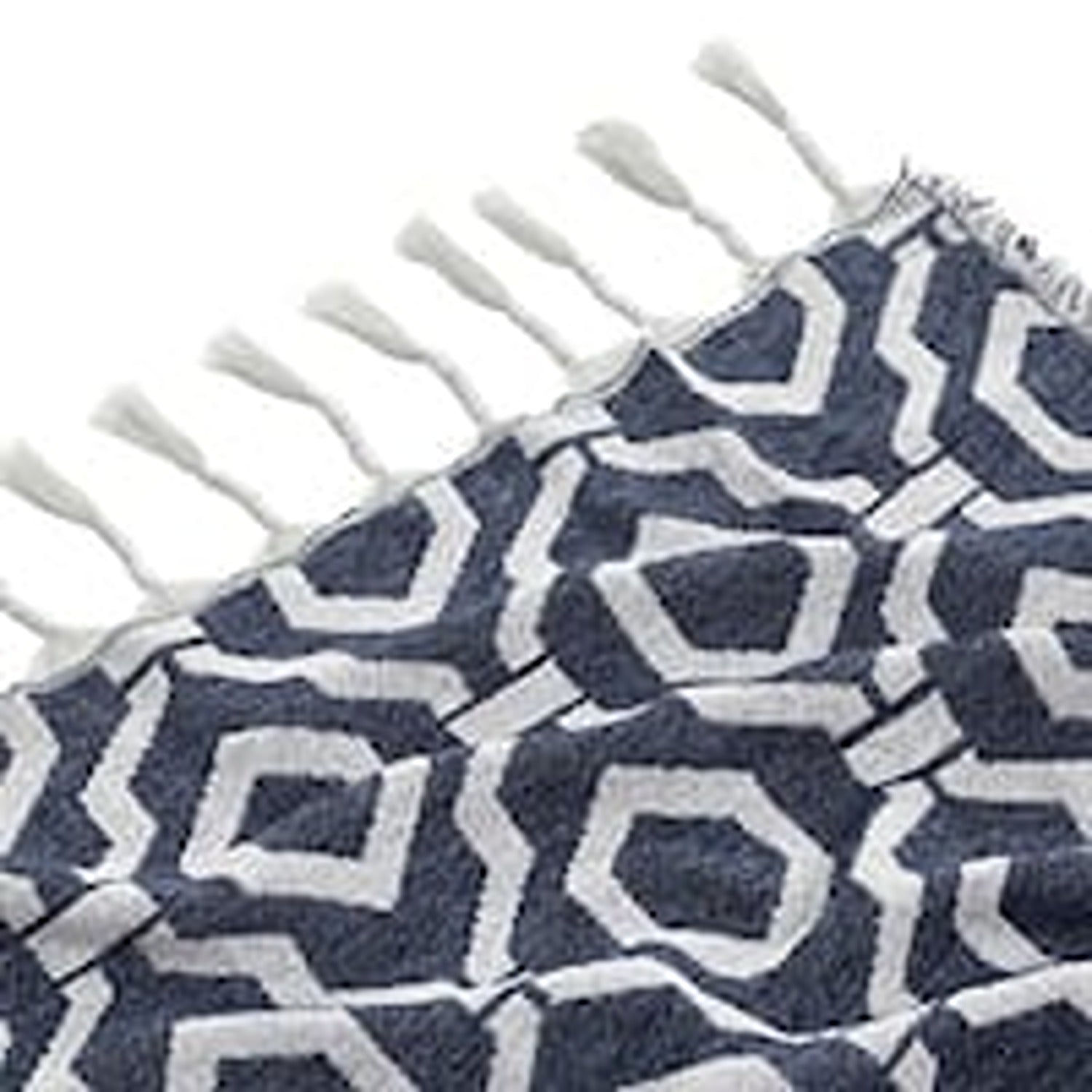 Geometric Jacquard Woven Fringe Throw