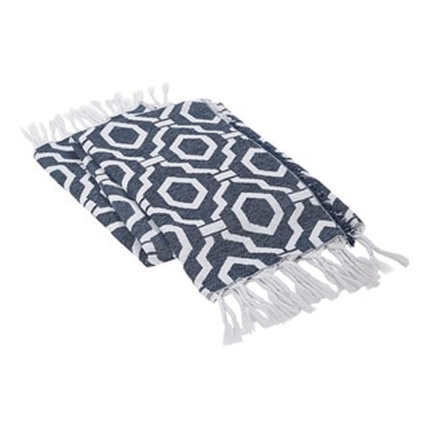 Geometric Jacquard Woven Fringe Throw