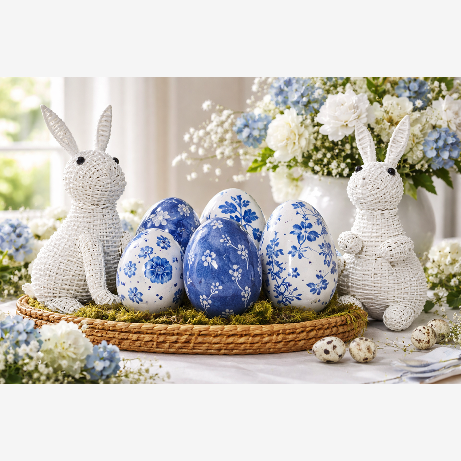 White Wicker Bunny