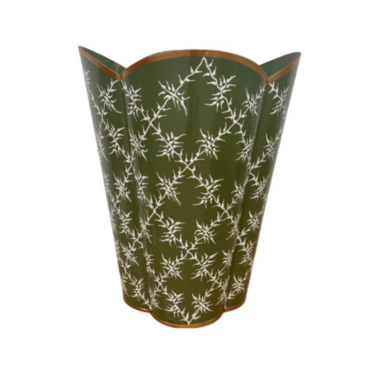 Moss Green Leaf Trellis  Wastepaper Basket