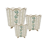 Ivory & Gold Floral Bucket Planter (3 Sizes)