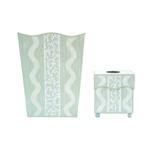 Green Ikat Wastepaper Basket & Tissue