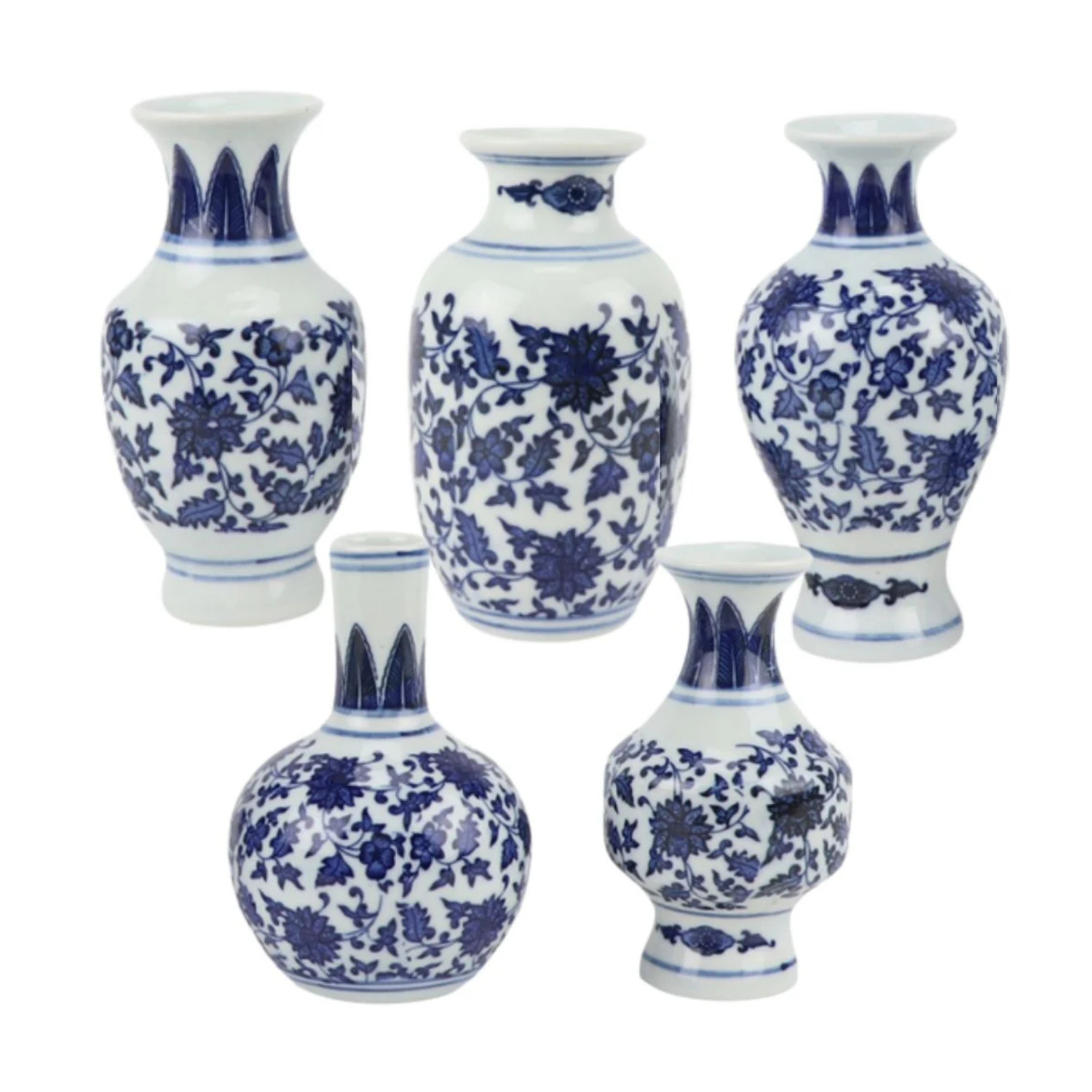 Set of 5 Mini Dark Blue Bud Vases