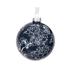 Navy Floral Ball Ornament