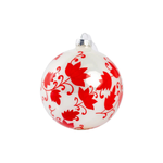 Red & White Floral Ball Ornament