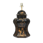 Black & Gold Scalloped Hexagon Lamp