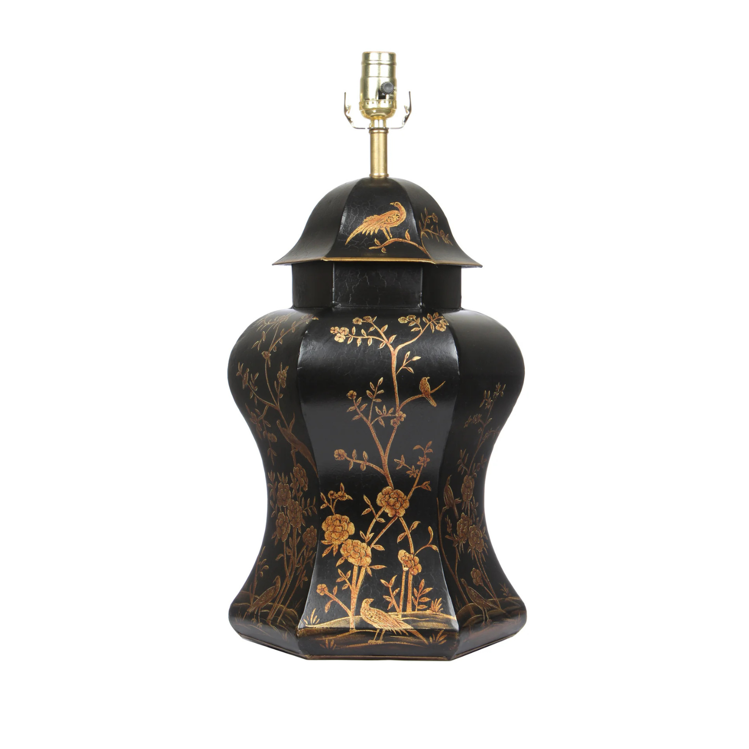 Black & Gold Scalloped Hexagon Lamp