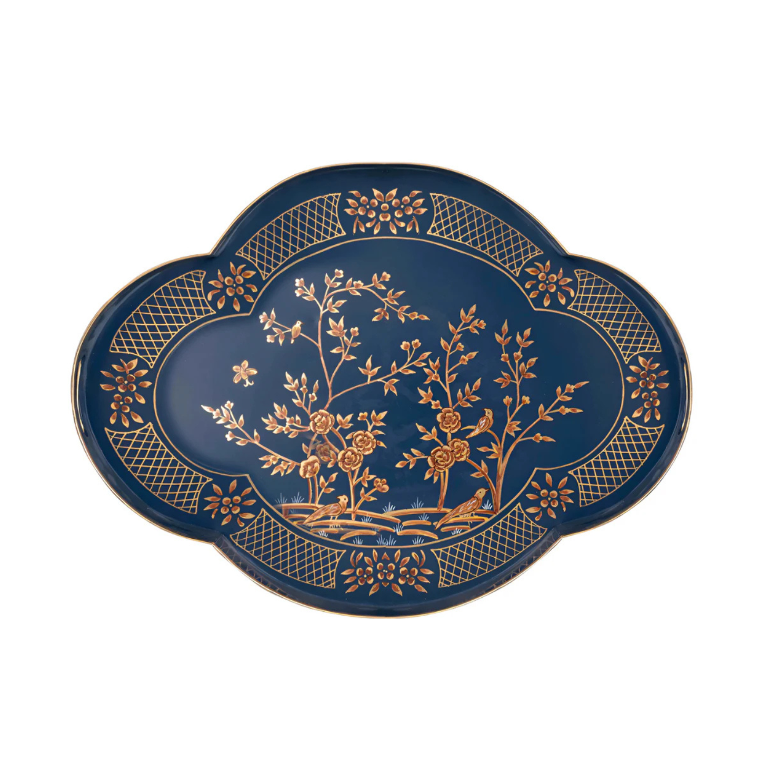 Navy Scalloped Tray